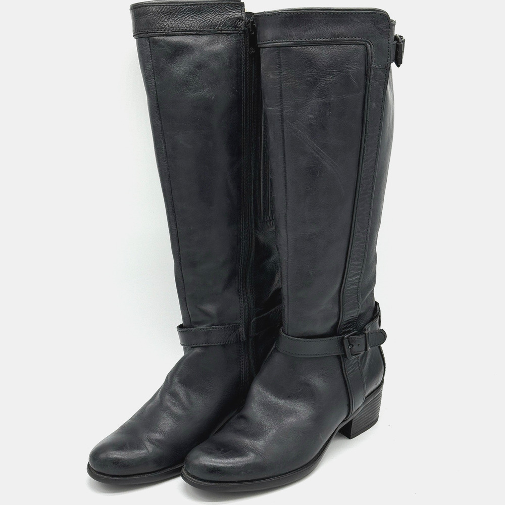Bussola Womens Leather Riding Boots Antwerpen Alana Ginger Size 6.5 EU 37 Black